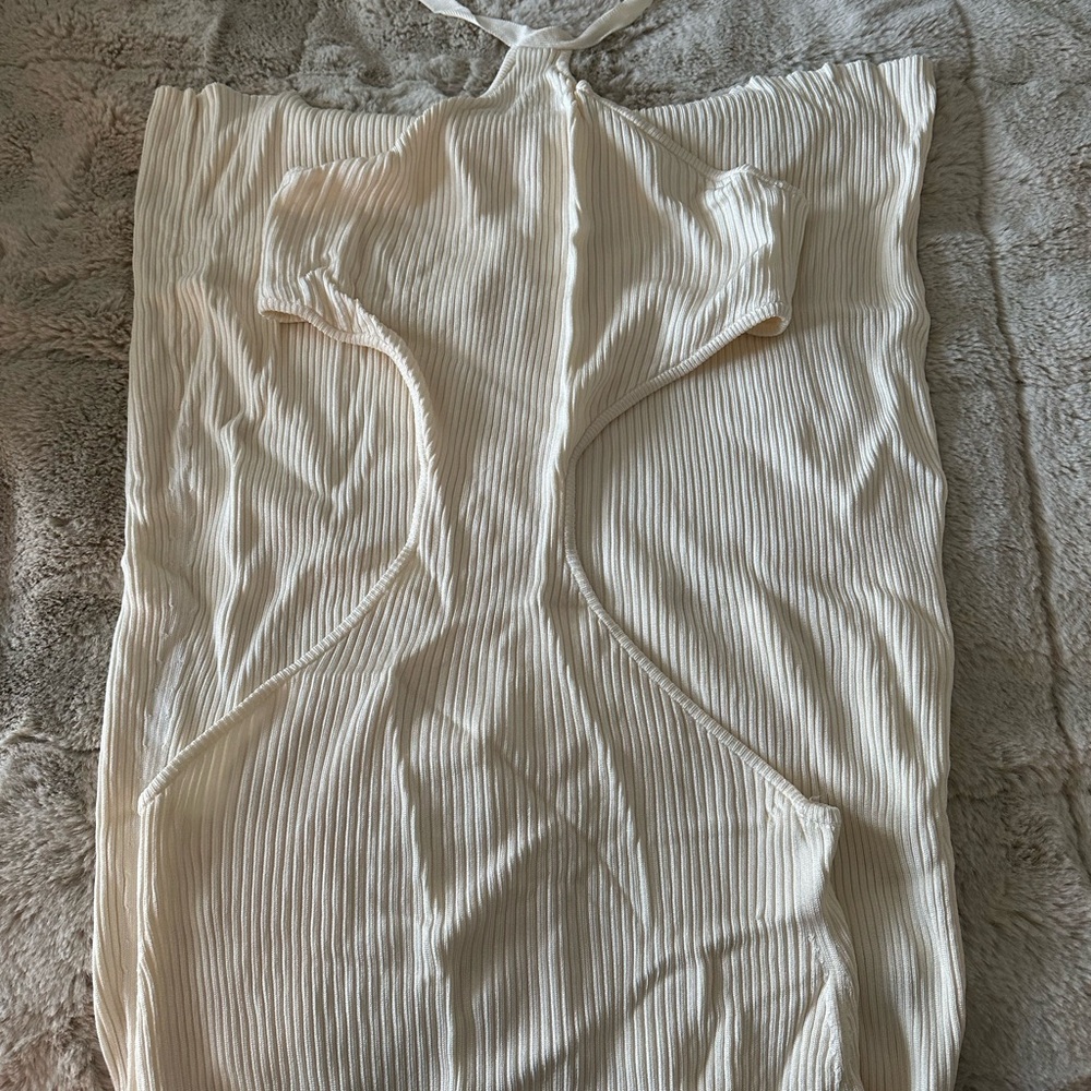 Cult Gaia Ribbed Cut Out Dress in Cream/Ivory